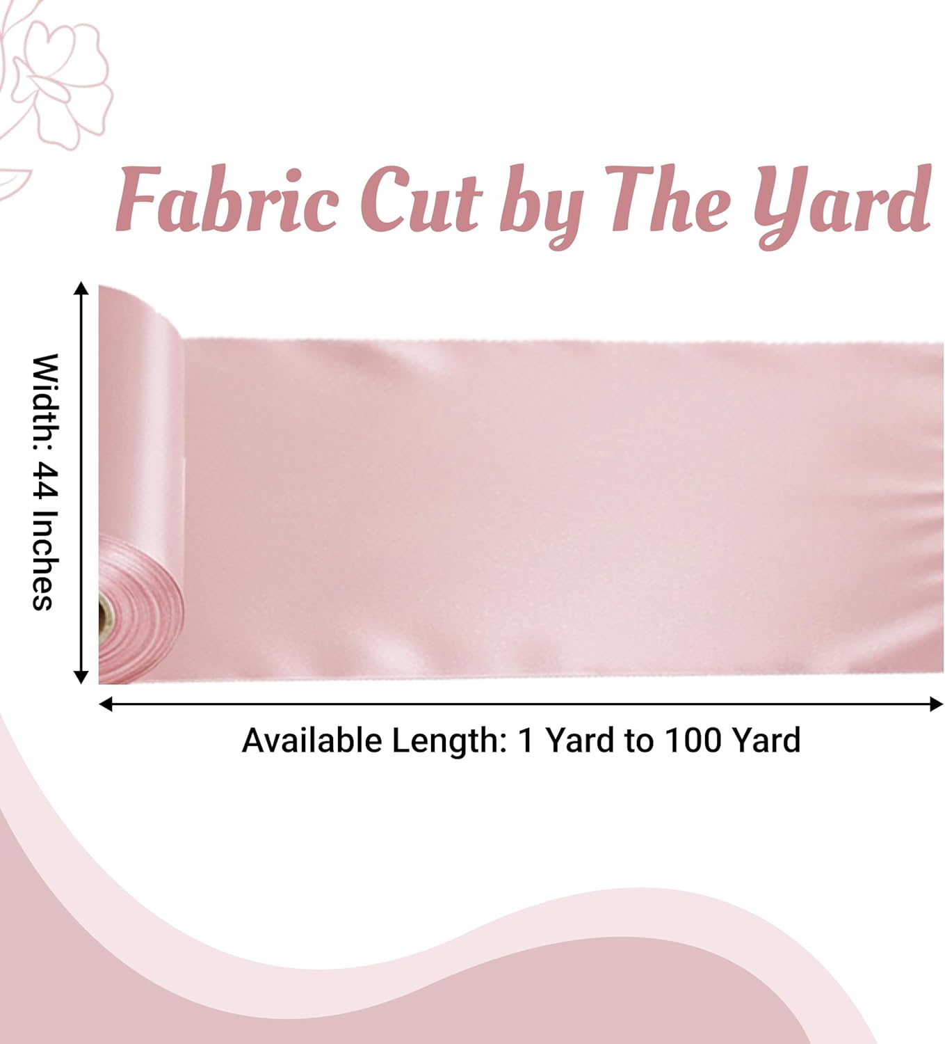 VDS Blush Pink Satin Fabric, 5 Yards Continuous, 45” Wide, Wedding Party Decoration Charmeuse Silky Sateen Bridal Dress DIY Crafts Fashion Scarf Costumes Lining Sewing Backdrop Arch Cloth