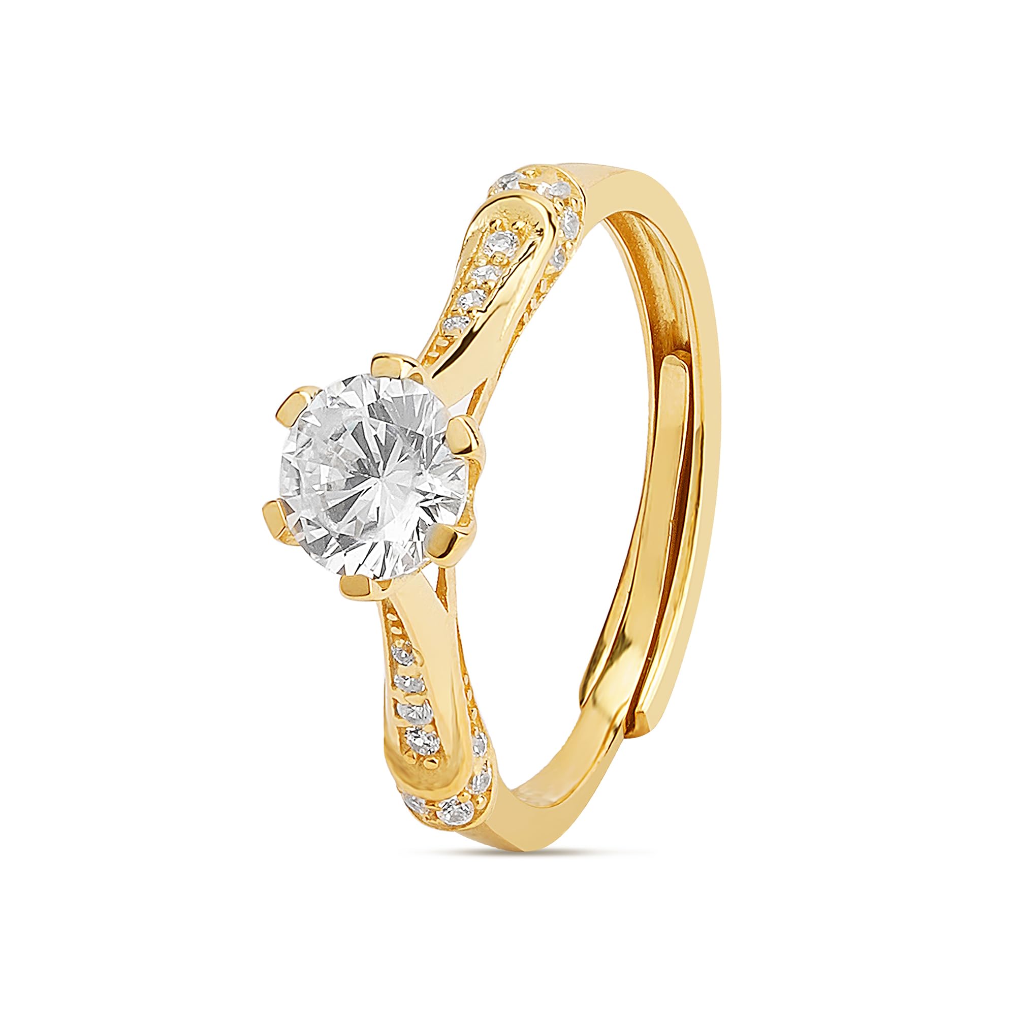 ZAVYA 925 Sterling Silver Majestic CZ Solitaire Gold Plated Ring Adjustable | Gift for Women & Girls | With Authenticity Certificate & 925 Stamp (B0C7KPC3MB) Amazon Price History, Amazon Price Tracker