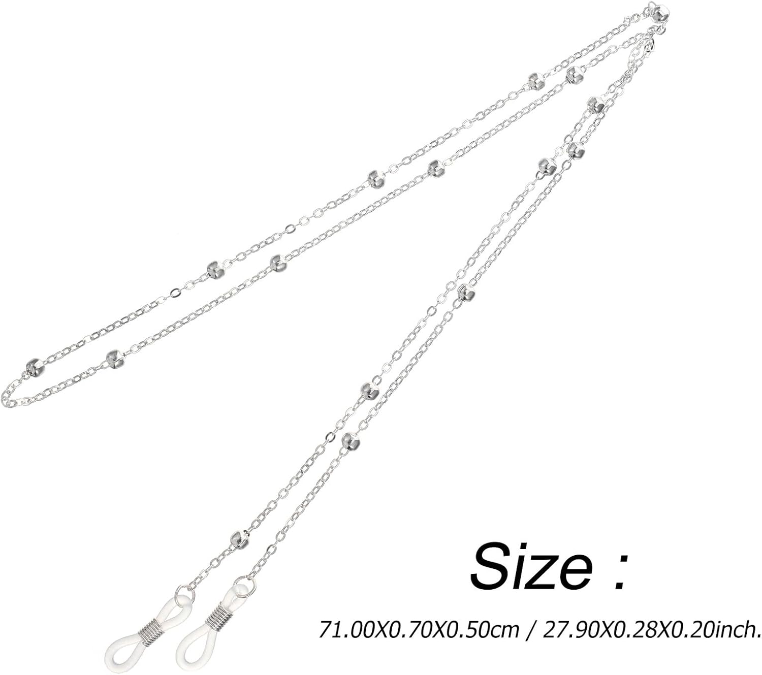 VILLCASE 8pcs Silver Metal Beaded Eyeglass Chain Necklace for Women Men, Anti-slip Glasses Strap Cord for Secure Fit, Travel and Work Eyewear Retainer