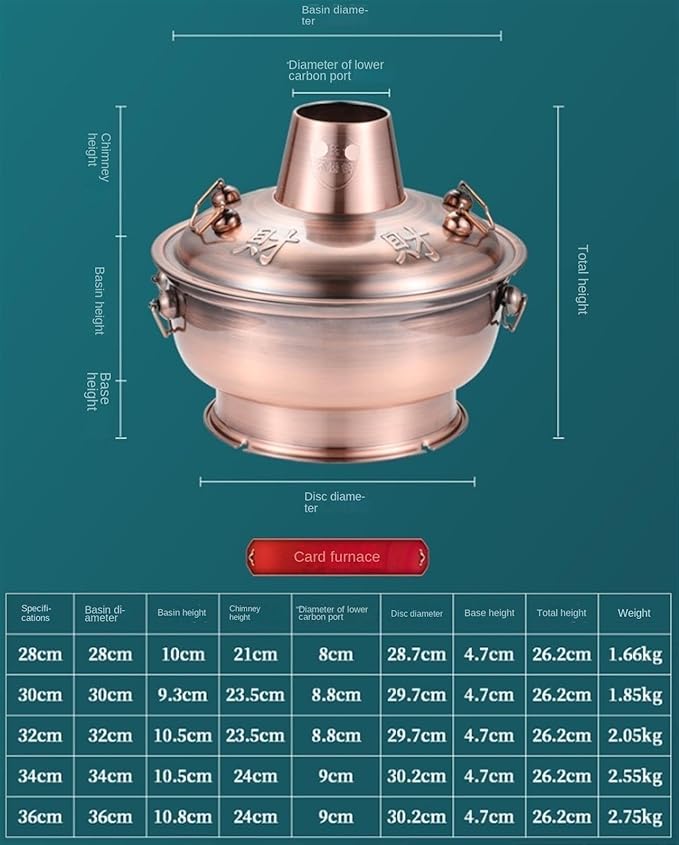 Olla para Hot Pot Shabu Shabu de Acero Inoxidable 30cm Color Cobre Rojo miniatura 3