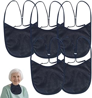Breathable Tracheostomy Cover with Filter Layer & Adjustable Straps - Soft Mesh Post-Surgery Neck Stoma Protector for Adults,Practical Gifts (5 Pack-Navy, Large)