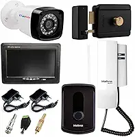 Kit Porteiro Intelbras Ipr 8010 + Câmera Infra Bullet + Tela Monitor 7 polegadas Lcd Colorido + Fechadura Elétrica Fx 500 Intelbras