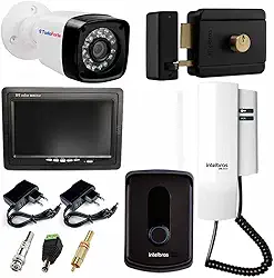 Kit Porteiro Intelbras Ipr 8010 + Câmera Infra Bullet + Tela Monitor 7 polegadas Lcd Colorido + Fechadura Elétrica Fx 500 Intelbras