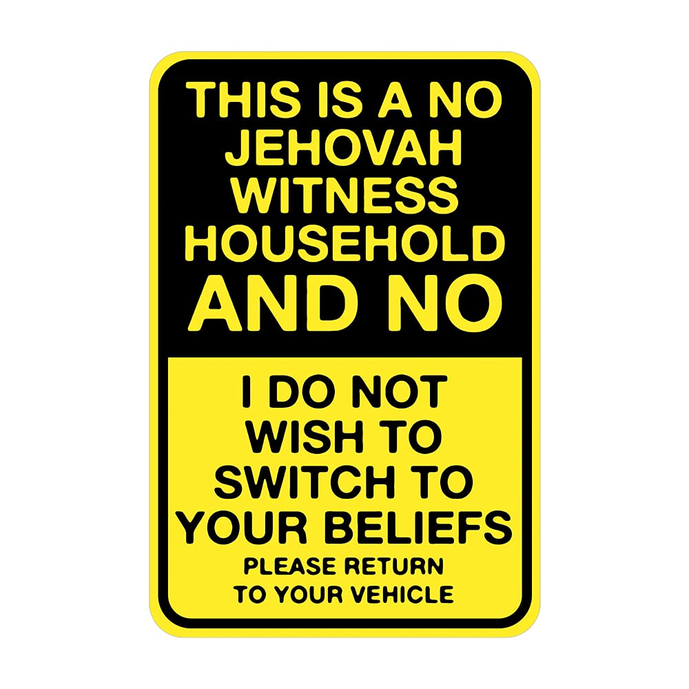 This Is a No Jehovah Witness Household No Metal Sign,I Do Not Wish Metal Sign,Motivational Wall Hanging Sign,Vintage Metal Sign,Rustic Farmhouse Signs for Home Bar Coffee Office Garage Decor 8x12"