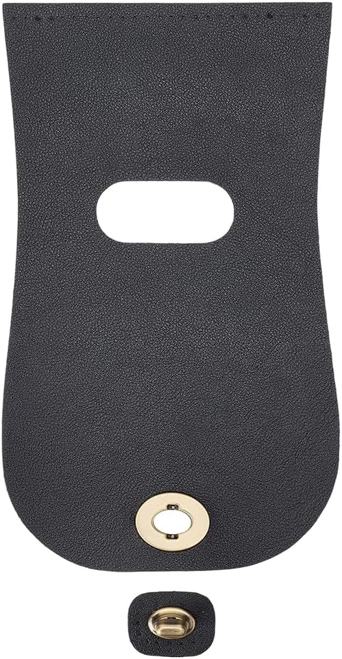 9.09 x 5.31 Inch Rectangle Bag Flap Cover with Twist Lock Clasp PU Leather Purse Sew on Flip Cover Leather Handbag Replacement Accessories for Backpack Shuolder Bag Knit Making(Black)
