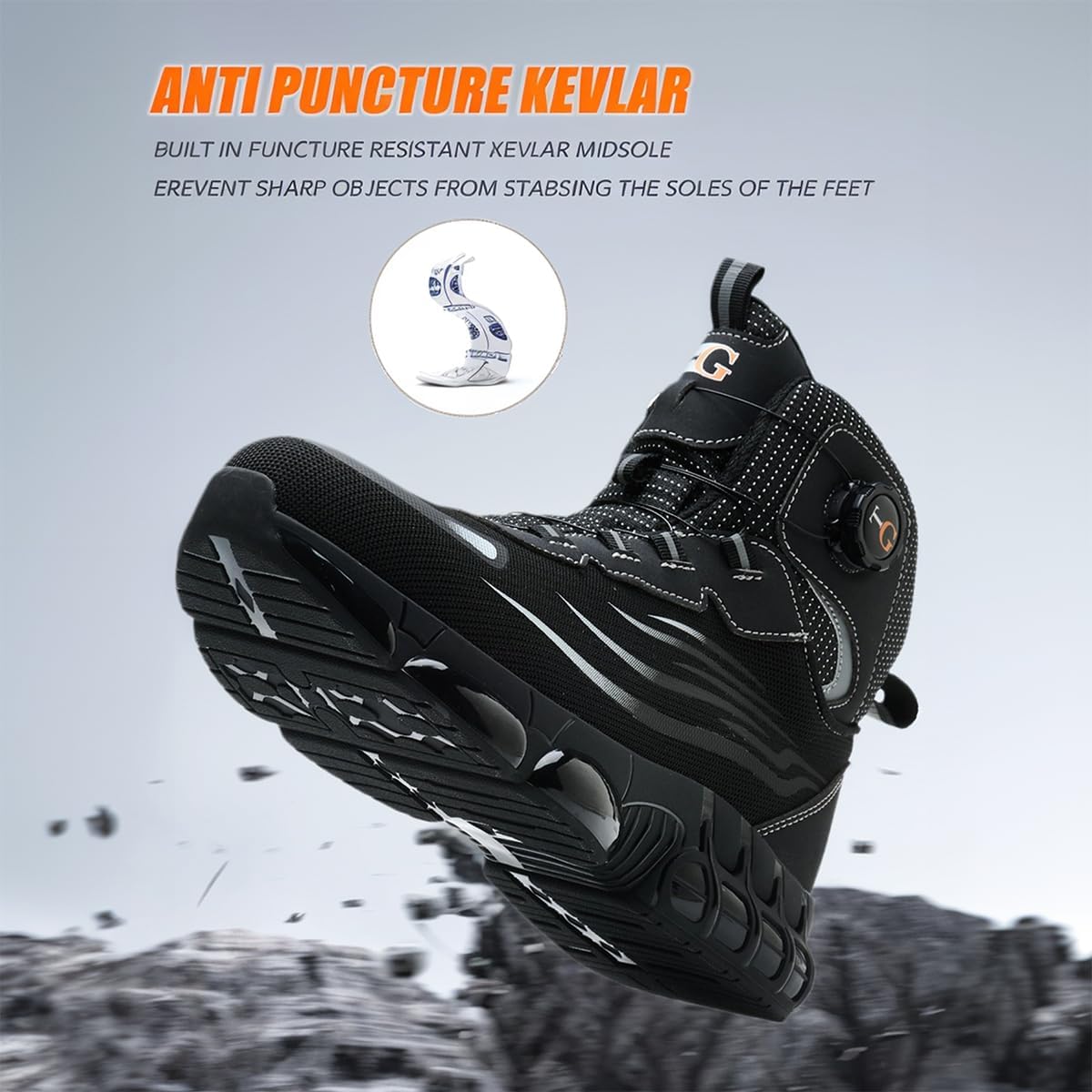 Mellowmiles Steel Toe Work Shoes for Men, ASTM F2413-24 Certified Safety Sneakers for Kitchen Restaurant Construction, Kevlar Puncture Resistant Lightweight Shoes, Breathable Mid-Top Boots Sand