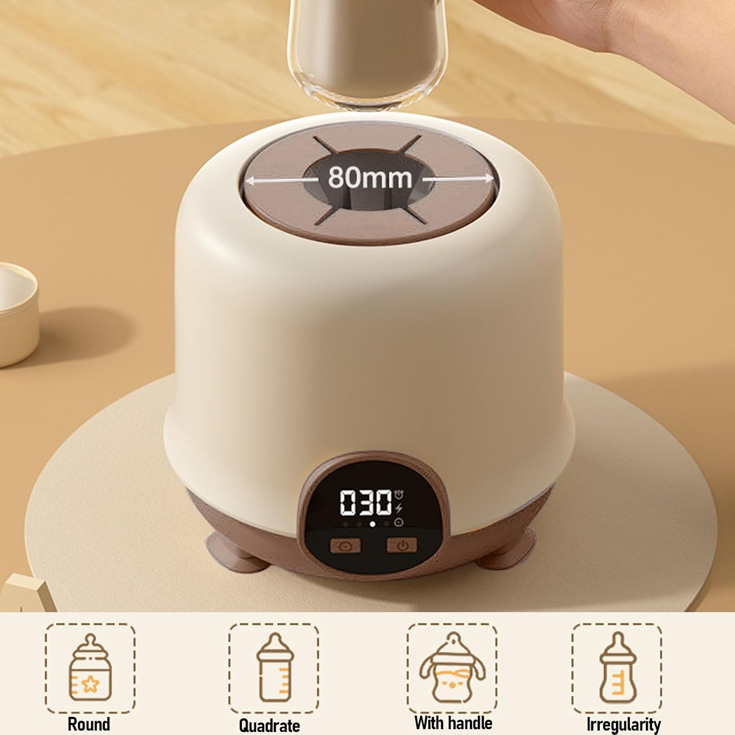 Automatic Baby Formula Mixer, Electric Milk Bottle Shaker Low Noise Cordless Digital Display Infant Feeding Supplies for Outdoor Indoor (Brown)