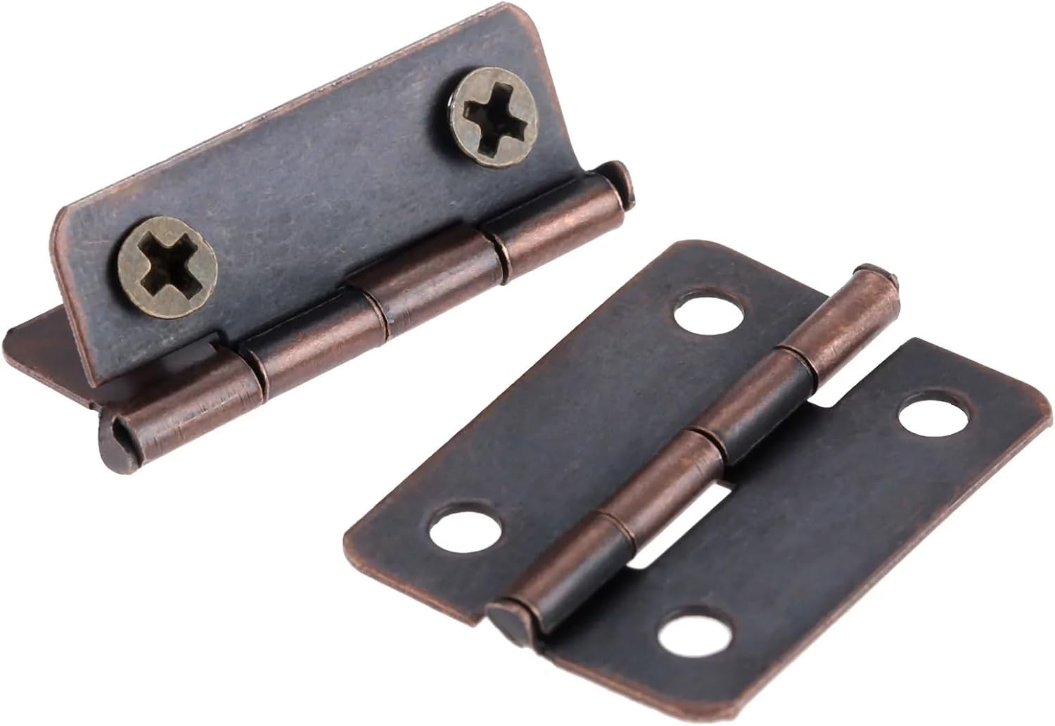 30Pcs 25 * 18mm Mini Antique Bronze Hinges Cupboard Door Hinges for Wooden Cabinet Drawer Jewellery Box Furniture Fittings +Screws(Red Copper 30pcs)