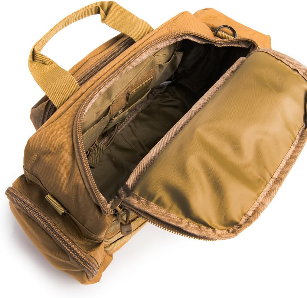 Medium Range Bag with Pistol Retention System, Padded Main Compartment, Two Mesh Pockets, Shoulder Strap, and MOLLE Webbing