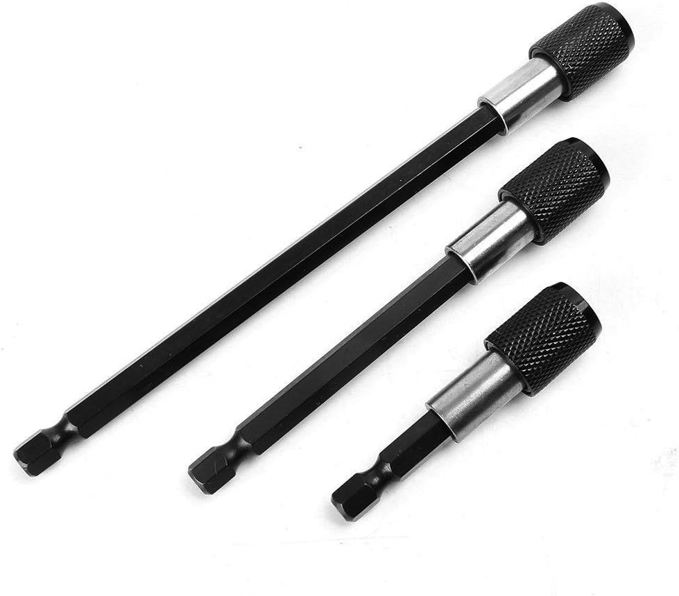 3 Pcs 1/4 Inch Hex Shank Quick Release Magnetic Screwdriver Bit Holder Extension Chuck Adapter Set for Screws, Nuts and Handheld Driver, 60mm/ 100mm/ 150mm Length