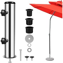 Universal Umbrella Stand Replacement Tube for Repair Original Granite Stand | Patio Umbrella Base Pole Mount Replacement Parts Heavy-Duty Metal Tube Bracket for Balcony Pool, Black