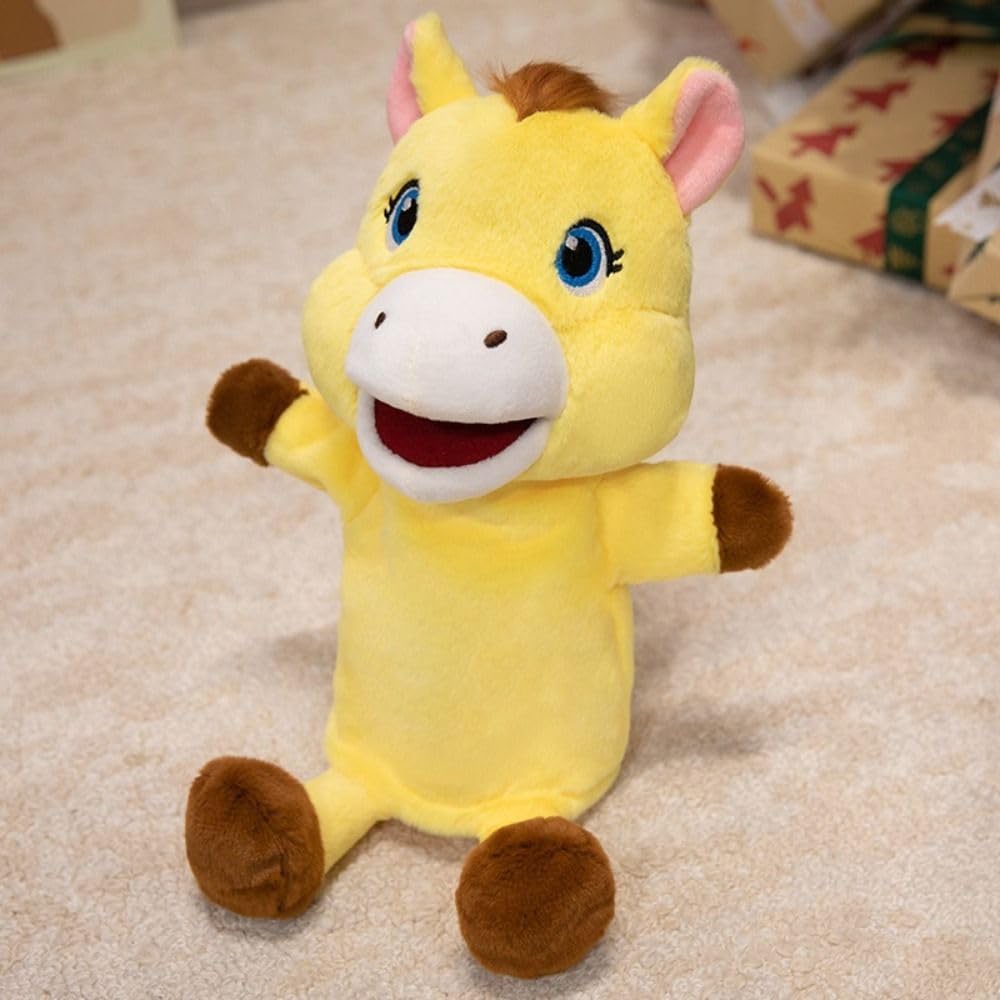 Stuffed Plush Animal Hand Puppet Pony Hand, Education Animal Little Horse Puppet Hand Finger Interactive Toy