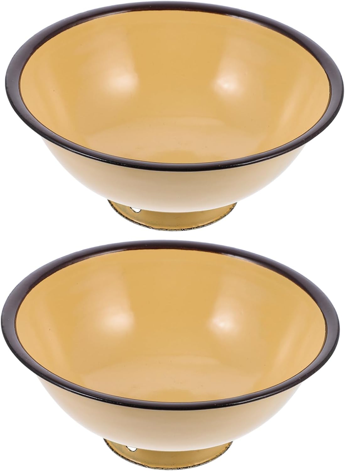 SHOWERORO 2pcs Vintage Enamel Bowls Iron Food Plates for Home Restaurant Hotel Use Design for Serving Rice Noodles Functional Stylish Kitchen Essentials