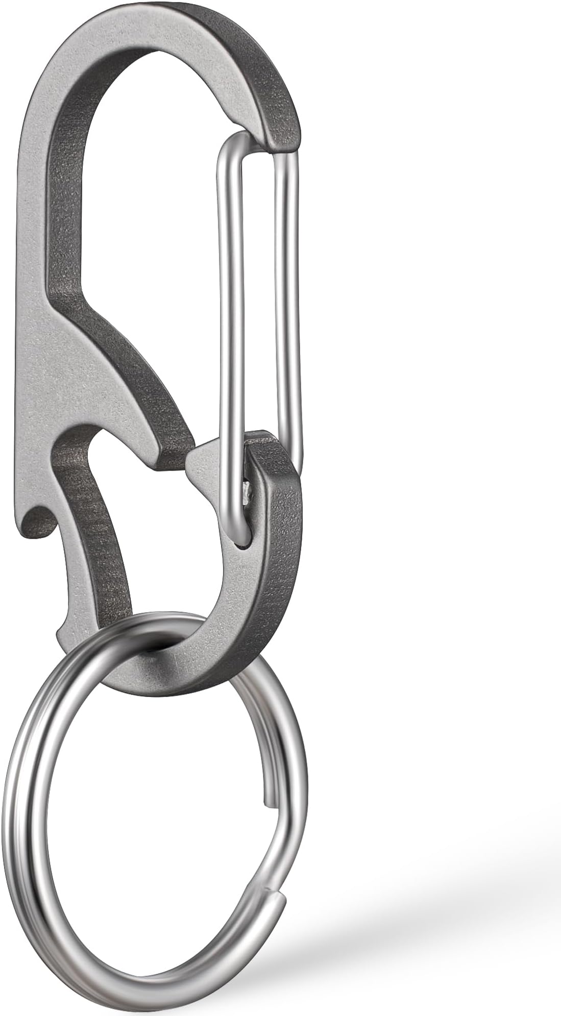 TISUR Titanium Carabiner Keychain Clip, Anti-Lost Key Ring Holder, Self-Locking Metal Gate Clip Key Chain Bottle Opener for Men Women