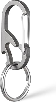 TISUR Titanium Carabiner Keychain Clip, Key Chain Bottle Opener | Anti-Lost Key Ring Holder, Self-locking Metal Gate Clip,Rust-resistant,Used for Camping