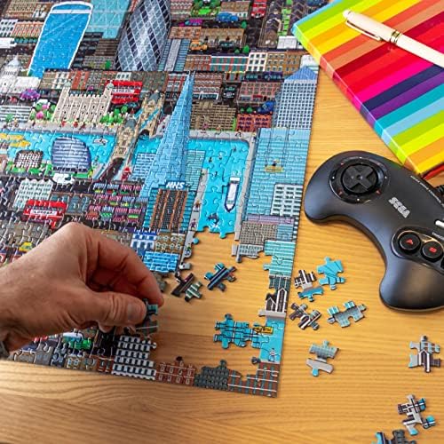 1000 Piece Jigsaw Puzzles for Adults - London Puzzle 8-bit Retro Style - Jigsaws 1000 Pieces for Adults - Made with 100% Recycled Cardboard - Level 3 by bopster