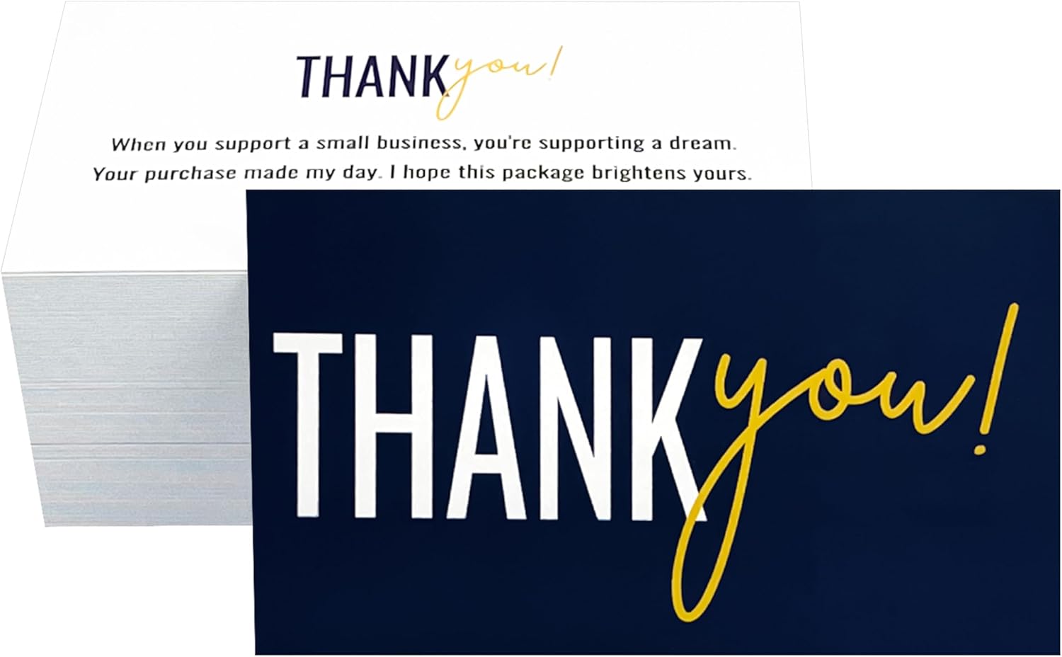 RXBC2011 Thank You Cards Dark Blue and white Design with Appreciation Message 2x3.5 Inches Pack of 100