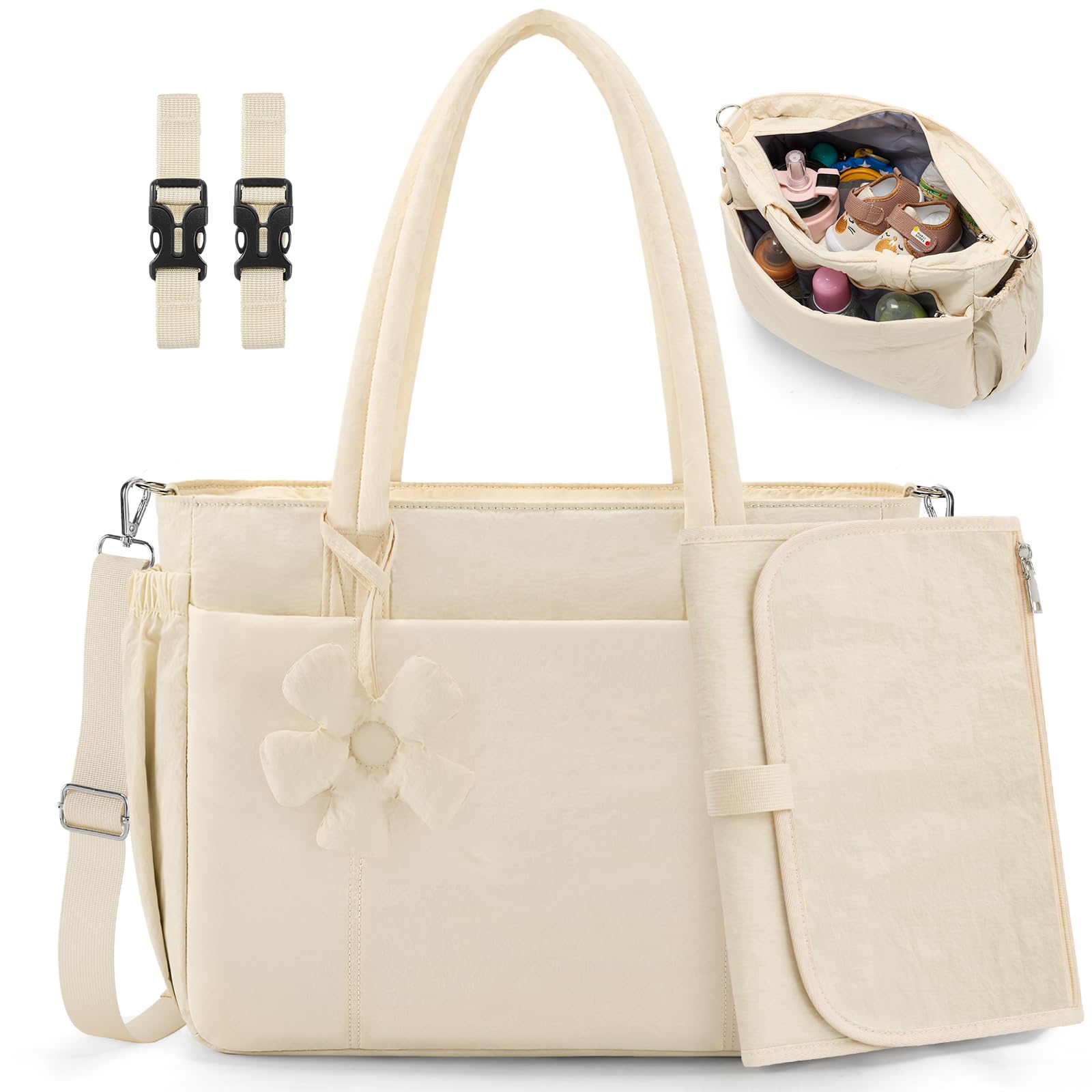 RAINSMORE Sac a Langer Bébé Grand avec Tapis à Langer Portable