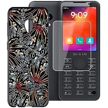 Black Soft TPU Bumper Phone Case for Duoqin F21 Pro+ 2.80" with 1 X Tempered Glass Screen Protector, Slim Silicone Shockproof Cover for Duoqin F21 Pro+ Butterfly