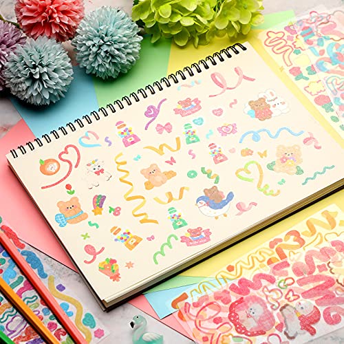 image for Tenare 8 Sheets Colorful Stickers Self-Adhesive Stickers DIY Scrapbook