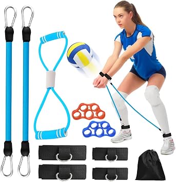 Davllin Volleyball Training Equipment,Volleyball Pass Aid Resistance Band,Elastic Rope Exercise Resistance Bands,Resistance Belt Set for Agility, Serving, Arm Swing Passing Training