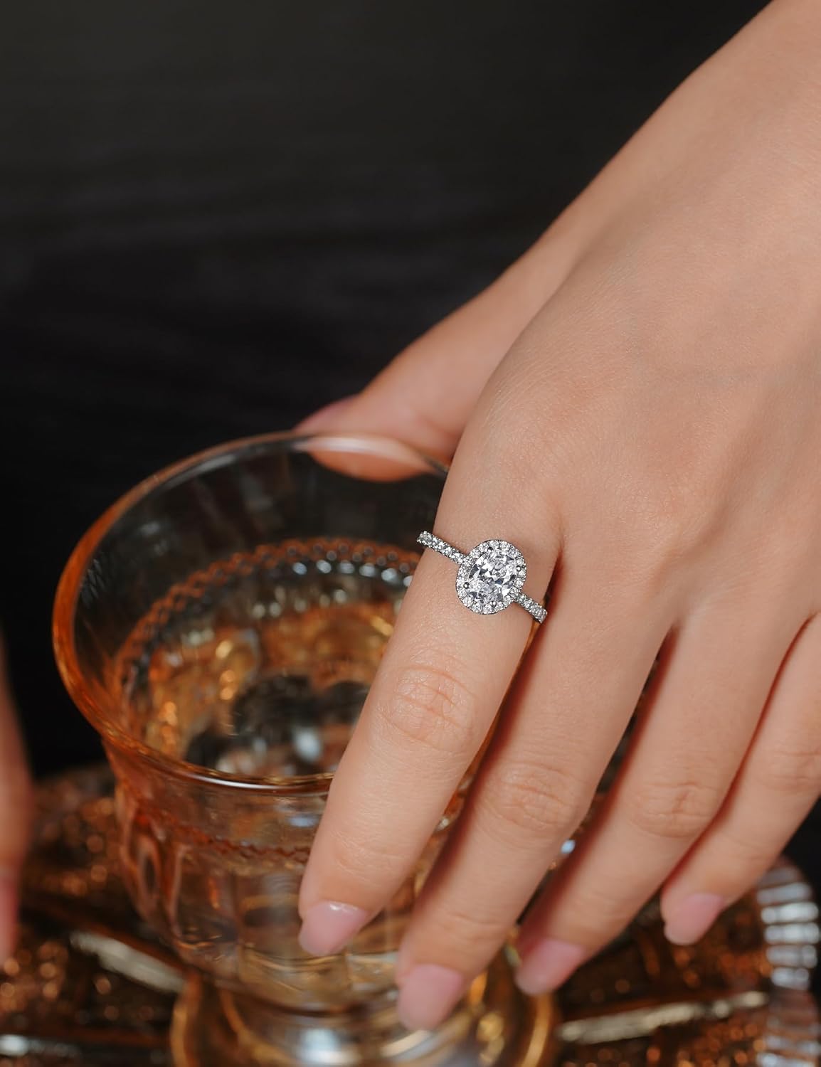 IMOLOVE Solitaire Engagement Rings for Women Halo Ring Promise Rings for her Sterling Silver plated with 18K White Gold Rings for Women 1.64ct D Color VVS1 Clarity Moissanite Size 4-11