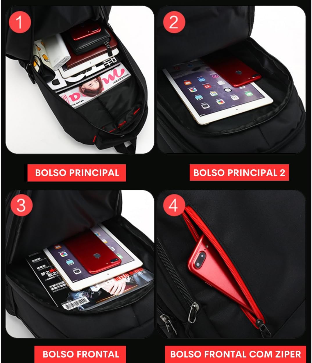 Mochila Impermeável Reforçada Escola Viagem Trabalho Faculdade (Azul)