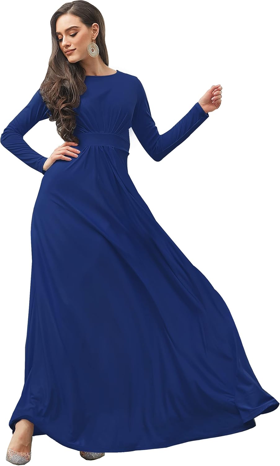 KOH KOH Womens Long Sleeve Flowy Empire Waist Fall Winter Party Gown