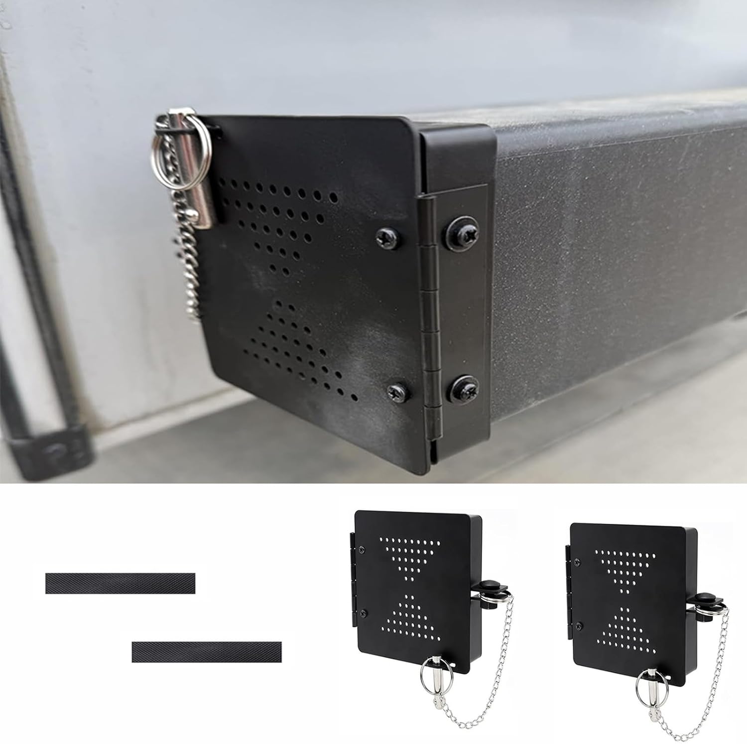 2 Pieces Aluminum RV Bumper End Cap, Sewer Hose Storage Cover with Vent Holes for 4×4 Inch Standard RV Bumpers, Travel RV Outdoor Accessory