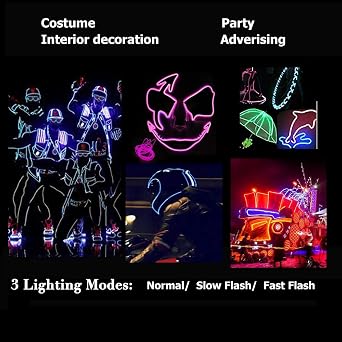 EL Wire - Portable Controller Adapter Neon Light, Cuttable Glowing Neon Strip for DIY Decoration. (Blue, 1pack-3m)