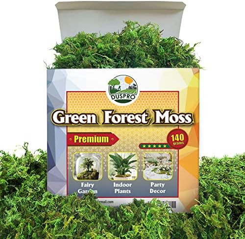 DUSPRO Green Moss for Crafts, Artificial Moss for Potted Plants, Decorative Moss for Table Centerpieces Wedding Christmas Fairy Party Decor, Faux Moss for Indoor Planters, DIY Project 140gr