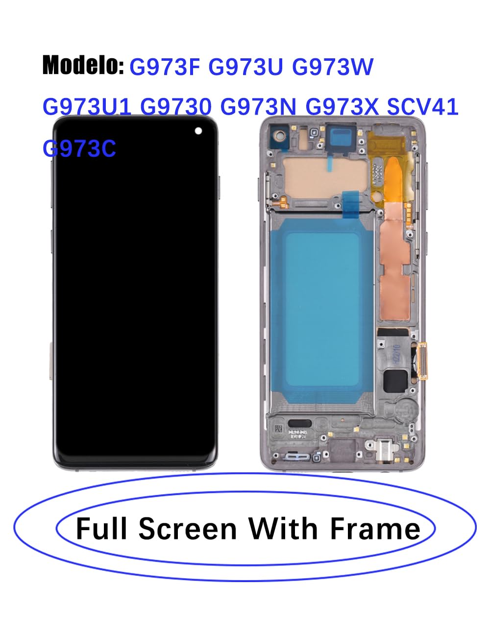 Ersatz Display für Samsung Galaxy S10 4G LCD Bildschirm TFT ,G973F G973U G973W Display Bildschirm Touch Digitizer Assembly Reparaturteile Kit(Schwarz mit Rahmen,Ohne Fingerabdruck,Not Curved Screen)