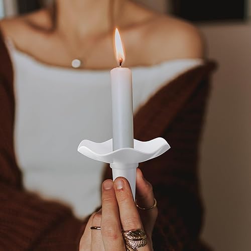 Miniatura 5 de EBaokuup 60 protectores de goteo de velas reutilizables, portavelas de plástico desmontables con colector de cera, bobeches de velas para iglesia,