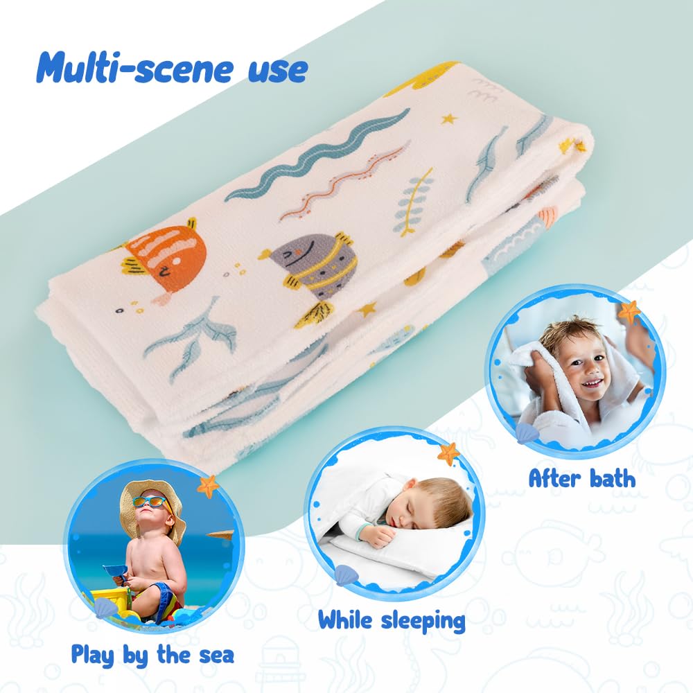 LUFEIS Accappatoio Poncho Bambino, 60 x 60 cm, Super Assorbente Asciugatura Rapida, Per Bambini 2-8 Anni