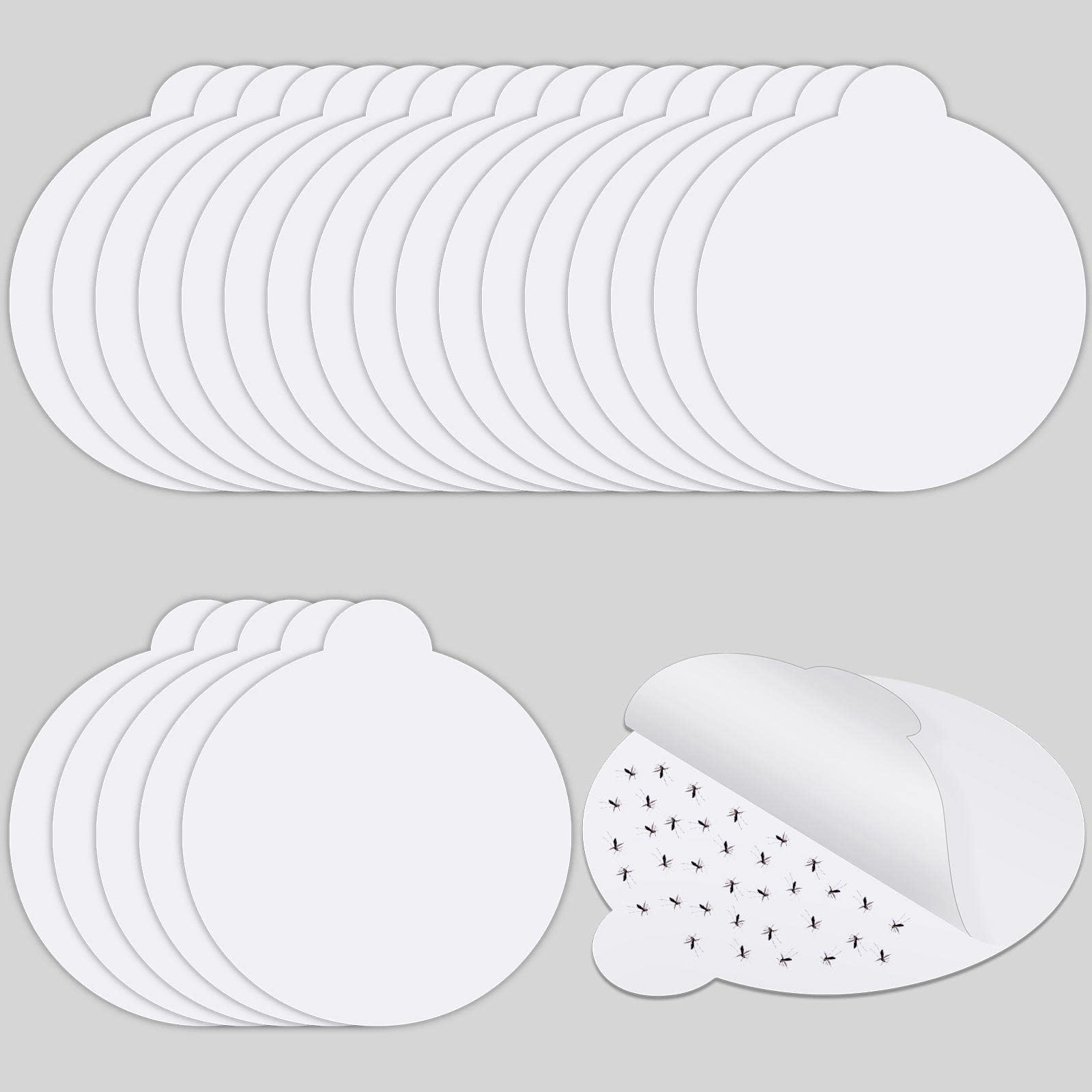 48 Pcs Round Insect Trap Refillable Glue Boards Sticky Fruit Fly Trap Mosquito Fly Killer for Mosquitoes Fruit Flies Gnats Moths Fits Most Models Indoor Outdoor Lamp (4.3 Inch)