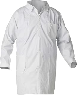 Kleenguard A40 Liquid & Particle Protection Lab Coats (44453), 4-Snap Closure, Knee Length, Open Wrists, White, Large, 30 / Case