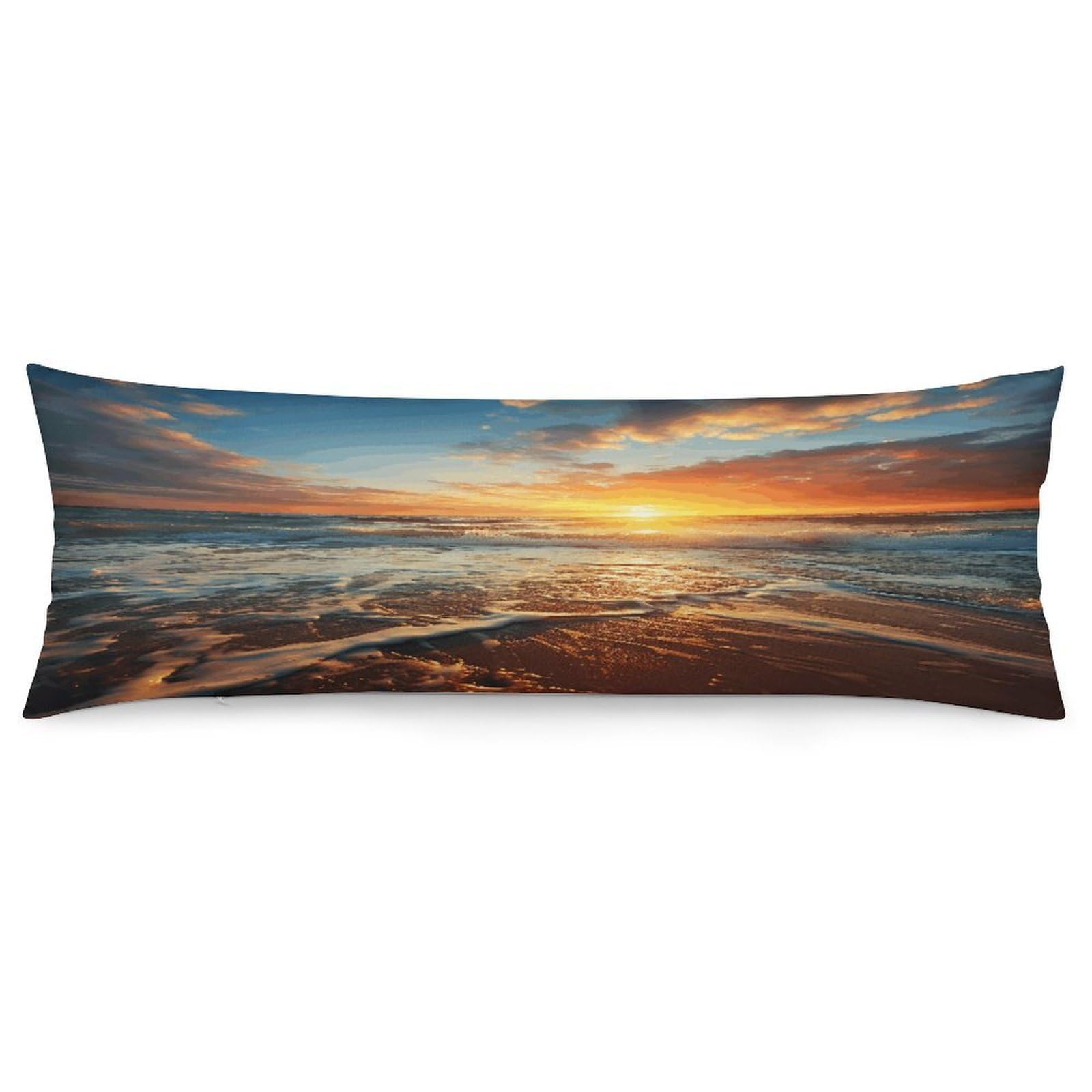 Ocean Sunrise Throw Pillow Cover Soft Lumbar Pillow Covers with Zipper Breathable Rectangular Cushion Case Polyester Pillow Case Decorative Body Pillow Cover for Couch Bed