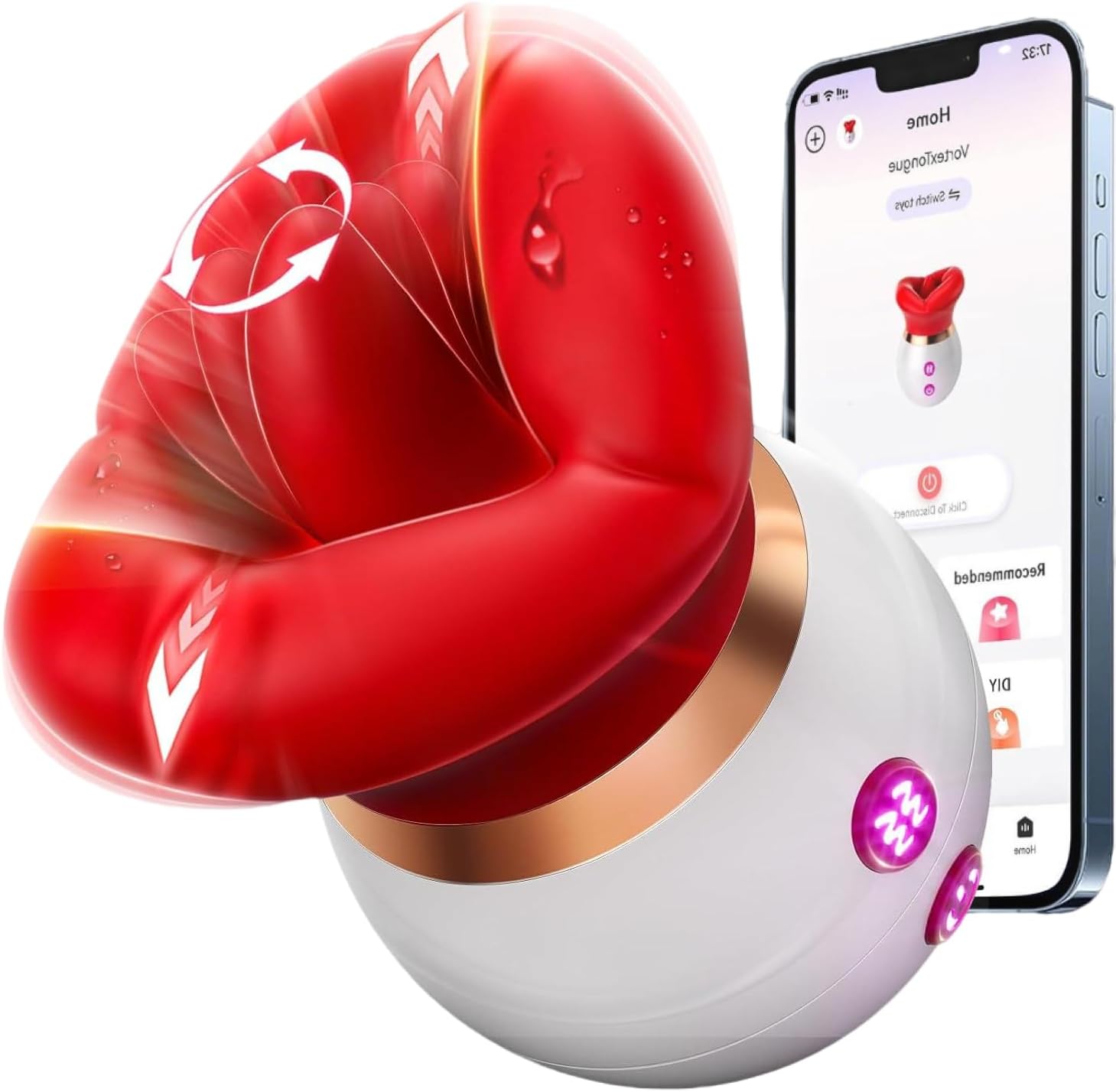 Flexible Silicone Rose Adult Tool for Women, The Rose with Tongue Clitioral Stimulant Tool Safe & Comforts Vibrateirs for Women Today Adult to Play Couple Games Red-003