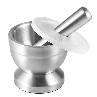 Stainless Steel Mortar and Pestle Set Spices Herbs Grinder for Kitchen Lab Safely 18/8 Steel CrusherLarge
