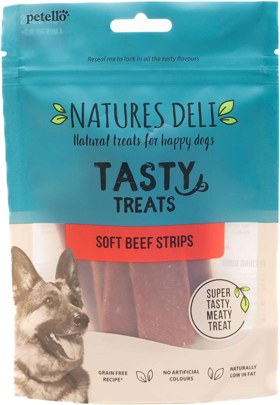 Natures Deli Soft Beef Strips Dog Treats, Grain Free Low Fat Treats for