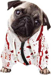 Halloween Dripping Blood Print Zip-Up Hoodie for Dogs & Cats - Pet Costume Apparel for Parties, Festive Petwear, Spooky Theme Outfit