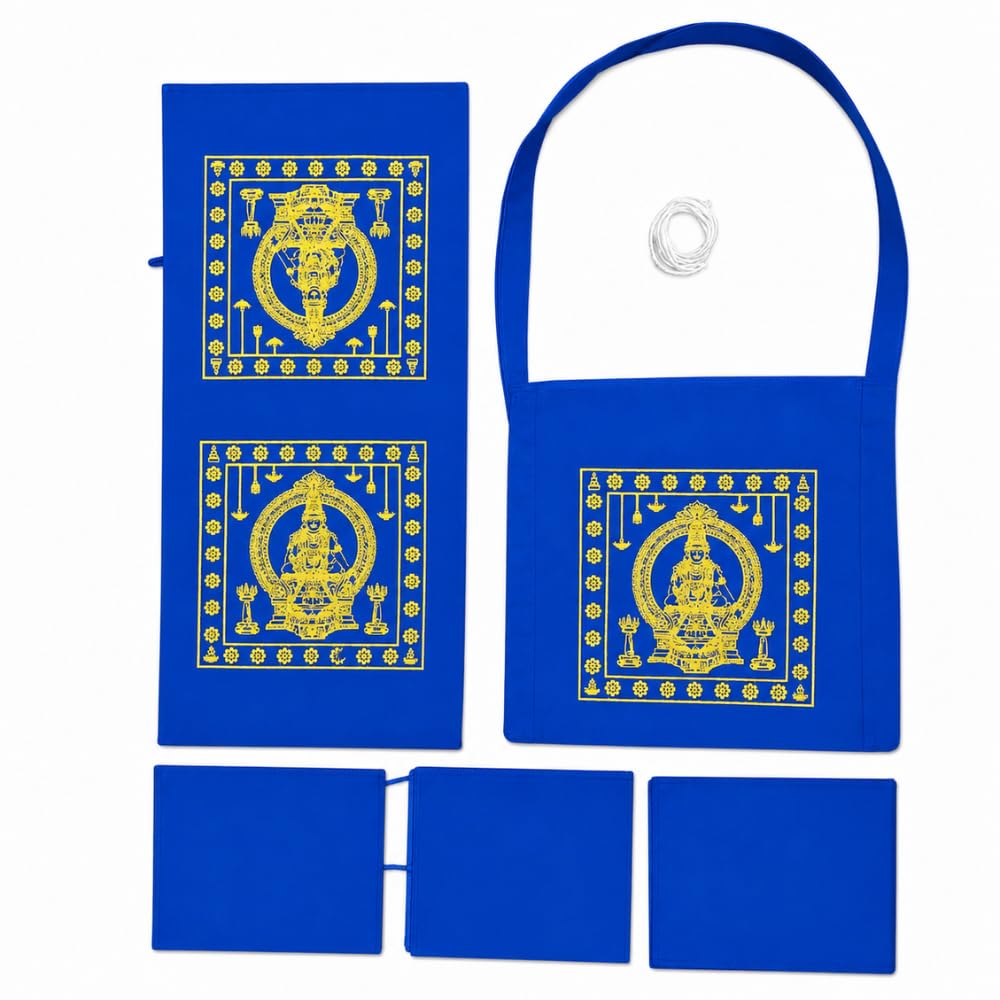 Sabarimala Ayyappa Irumudi Yatra Bag Set for Swami Ayyappan | Cotton Drill Cloth | Pilgrimage Pooja Travel Bag (Blue)-picture-19