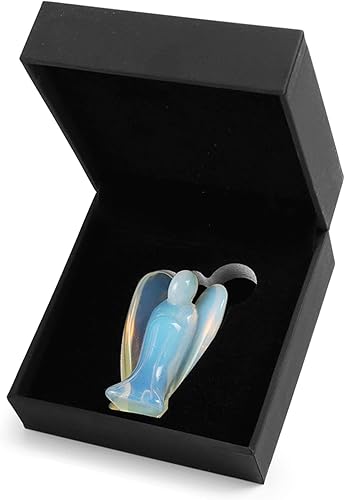 Miniatura 8 de Artistone Estatua de ángel guardián de cristal opalita de 2 pulgadas, piedras preciosas naturales y cristales, figuras de ángel de bolsillo con caja