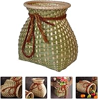 Vista 6 de DOITOOL Contenedor de almacenamiento de bambú Cesta de flores tejida Cesta de planta pequeña decorativa