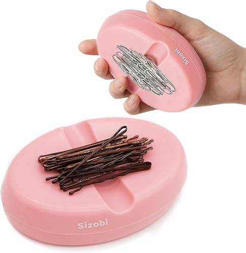 Sizobi Soporte magnético para pasadores, sostiene de forma segura clips de metal para el cabello y clips de papel, cojines magnéticos para coser,
