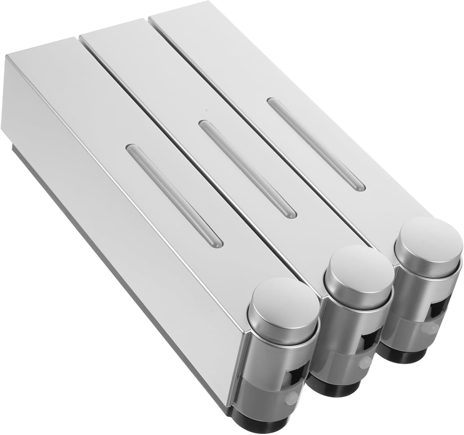 Unomor Silver Soap Dispenser Wall-mounted Shower Gel Shampoo Body Wash Dispenser Modern Design