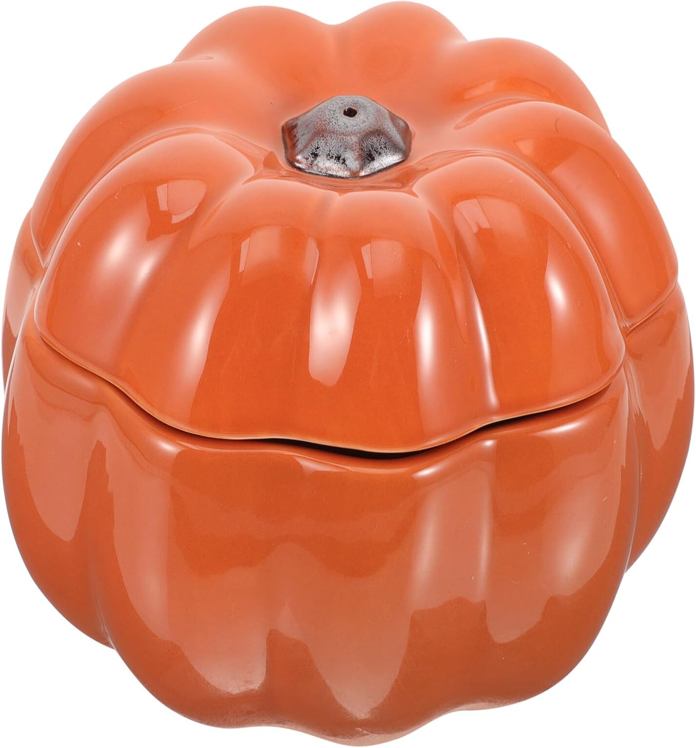 Tofficu Ceramic Cat Food Bowl and Raised Dog Feeding Bowl with Neck Protection, Orange Pumpkin Color, Suitable for Small Cats and Puppies, Dual Dish Pet Feeder for Food and Water