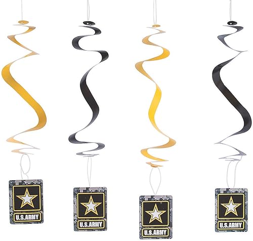 US ARMY DANGLING SWIRLS - Decoración de fiesta - 12 piezas