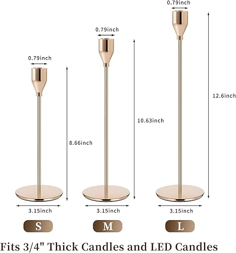 Miniatura 9 de Portavelas negro mate para velas cónicas, portavelas decorativos a granel, se adapta a velas de 3/4 pulgadas, portavelas cónicos de metal