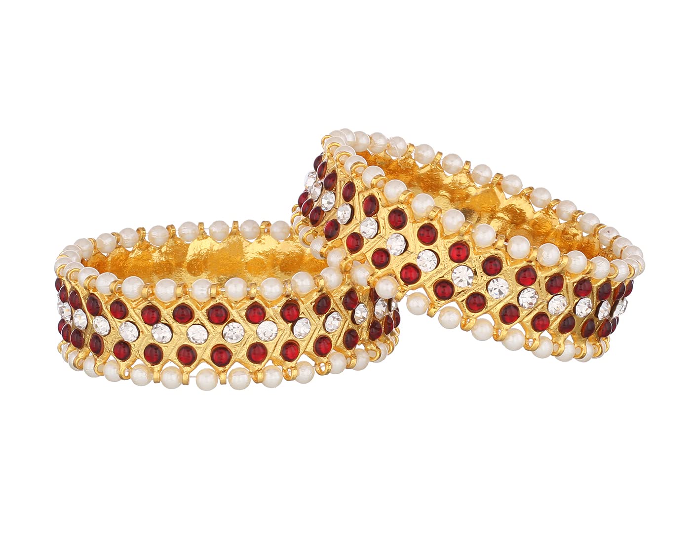 sriman bharatanatyam kempu red and white stone bangles set for girl (size 2.4) (B0C4LQD1BN) Amazon Price History, Amazon Price Tracker